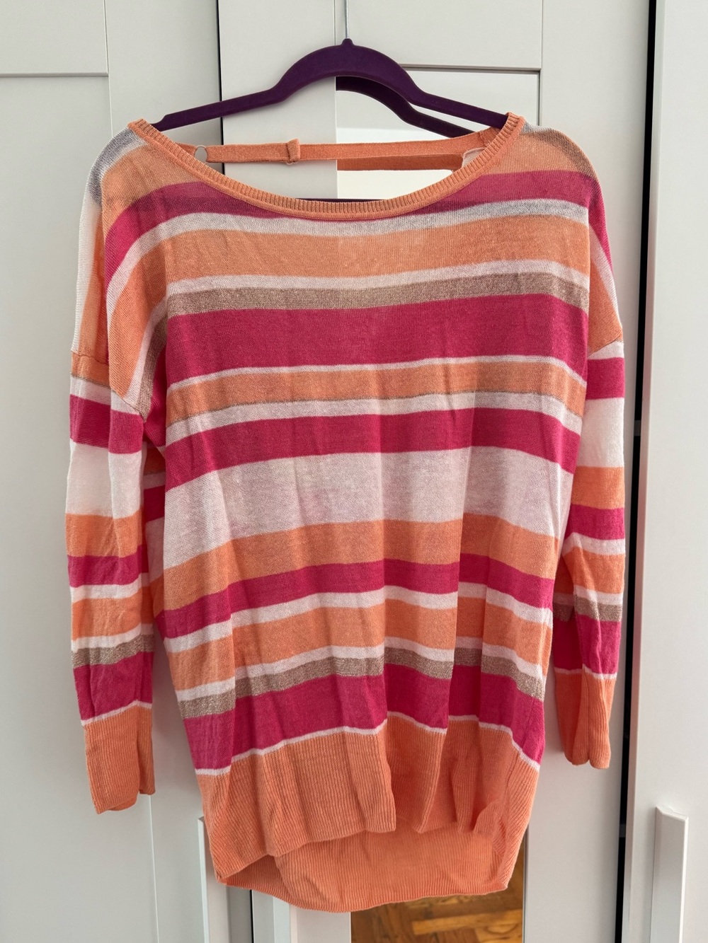 Calvin Klein Striped Boatneck Lightweight Sweater